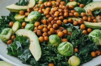 Crispy Chickpea, Kale, and Brussels Sprout Mediterranean Salad for Healthy Blood Pressure