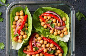 Lower Your Blood Pressure with This Delicious Mediterranean Chickpea & Roasted Red Pepper Lettuce Wrap Recipe