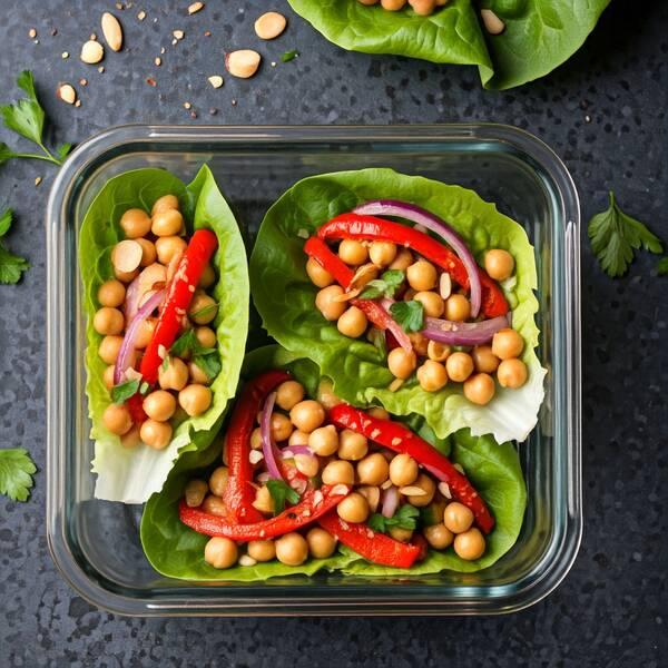 Lower Your Blood Pressure with This Delicious Mediterranean Chickpea & Roasted Red Pepper Lettuce Wrap Recipe