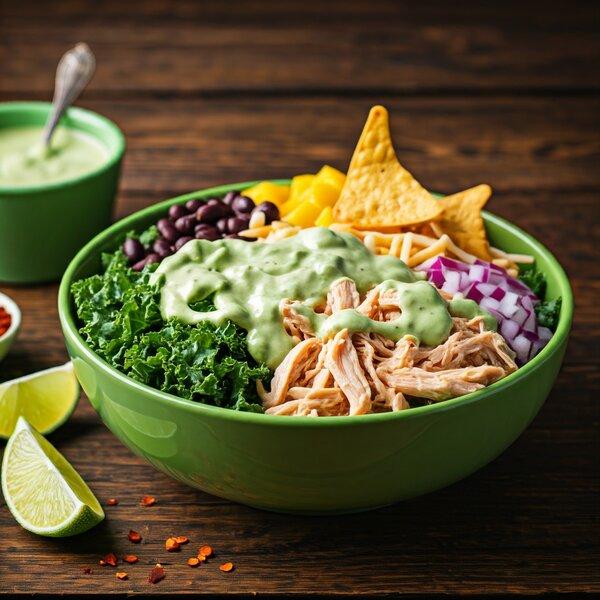 Zesty Mediterranean Chicken & Kale Taco Salad Recipe