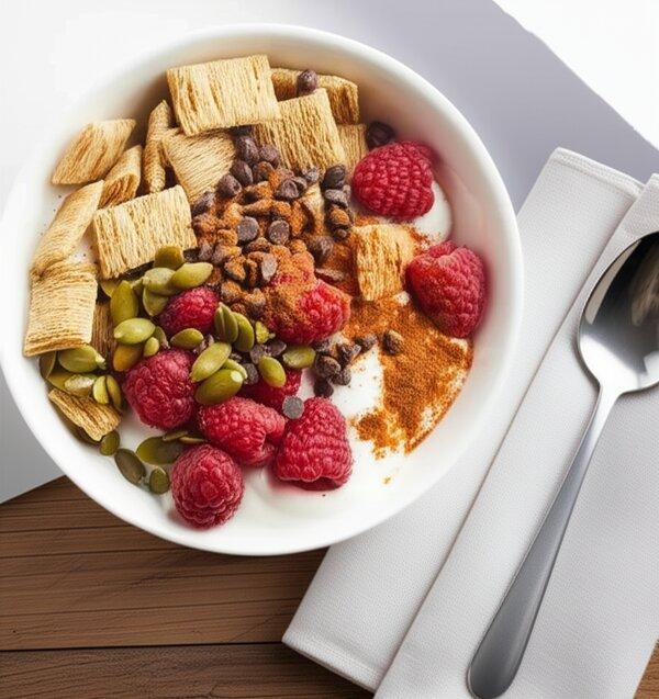 DASH Diet Breakfast Idea: Low Sodium Yogurt Bowl with Whole Grains & Fruit