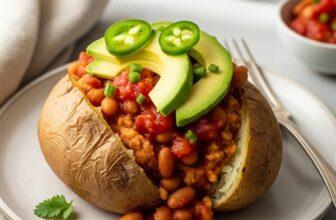Easy Low Sodium Stuffed Potatoes with Avocado, Beans & Salsa (DASH Diet Approved)
