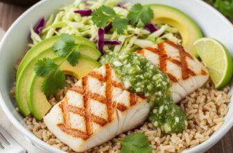 Heart-Healthy Fish Taco Bowls with Avocado & Cilantro Lime Sauce