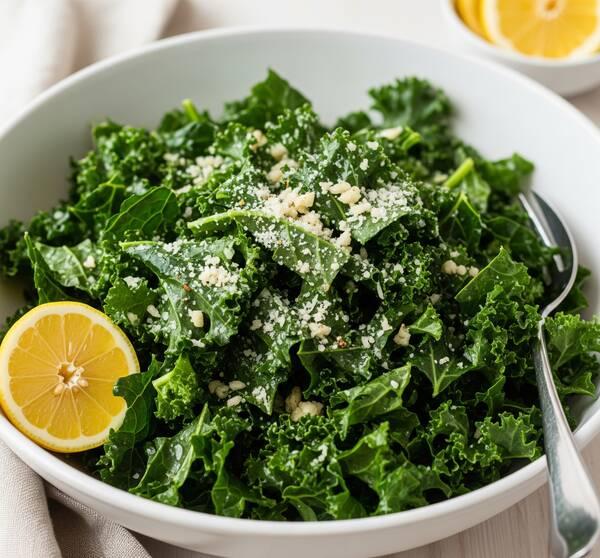 Heart-Healthy Massaged Kale Salad with Lemon & Parmesan