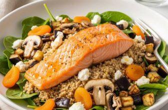 High Protein, Low Sodium Salmon Salad with Whole-Wheat Couscous (DASH Diet Friendly)