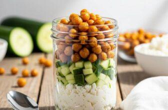 Low Sodium Cottage Cheese Snack Jar with Crunchy Chickpeas (Great for the DASH Diet!)
