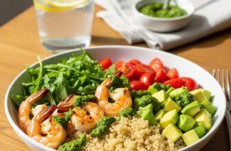 Low Sodium Shrimp & Quinoa Bowl with Pesto (DASH Diet Approved!)