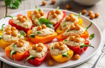 Low Sodium Stuffed Mini Bell Peppers with White Bean Dip (DASH Diet Approved Snack)