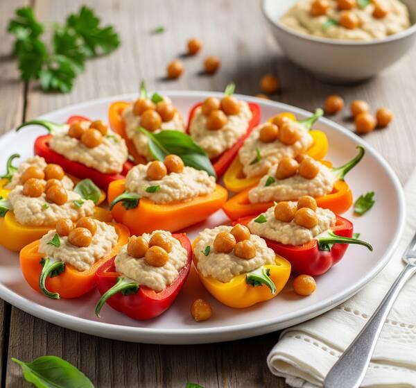 Low Sodium Stuffed Mini Bell Peppers with White Bean Dip (DASH Diet Approved Snack)