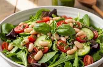 Refreshing Low Sodium Salad with White Beans, Tomato & Cucumber (DASH Diet Friendly!)