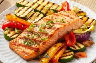Easy Low Sodium Grilled Salmon & Colorful Veggies – Perfect for High Blood Pressure