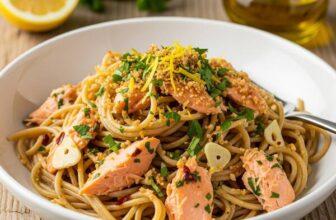 Heart-Healthy Salmon Pasta with Lemon & Garlic – Low Sodium Dinner Idea
