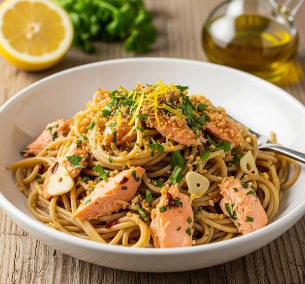 Heart-Healthy Salmon Pasta with Lemon & Garlic – Low Sodium Dinner Idea