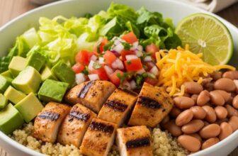 Low-Sodium Burrito Bowl with Chipotle Chicken & Quinoa – DASH Diet & High Protein