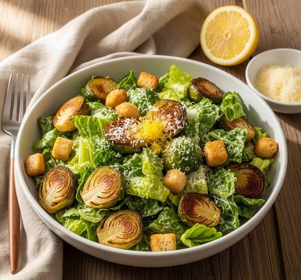 Low Sodium Roasted Brussels Sprouts Caesar Salad – A DASH Diet Win