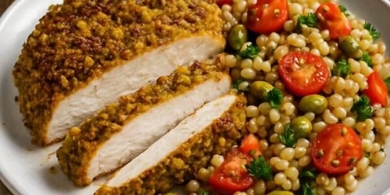 DASH Diet Chicken with Pistachio Crust & Barley Salad – Low Sodium, High Fiber Dinner