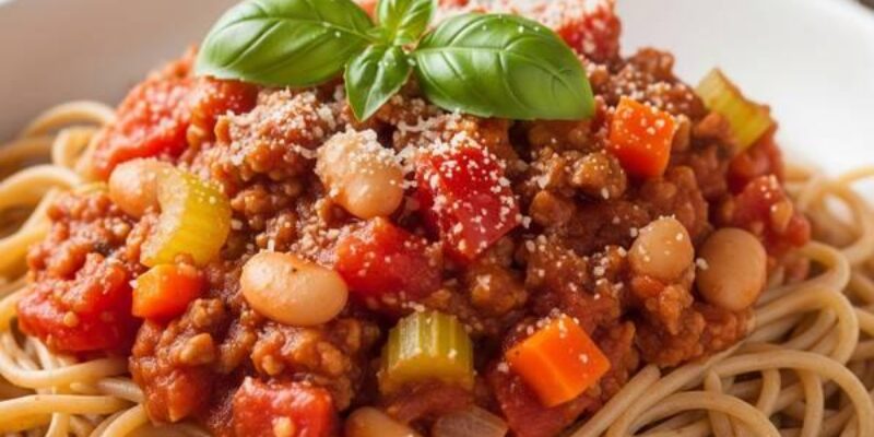 DASH Diet Vegetarian Bolognese in the Slow Cooker – Low Sodium & Delicious