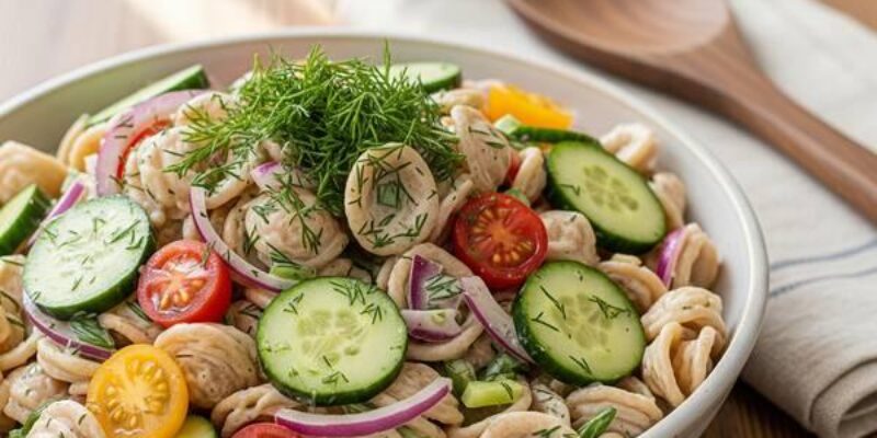 Healthy Cucumber Dill Pasta Salad – A Low Sodium DASH Diet Favorite