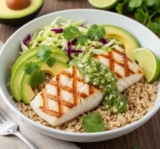Heart-Healthy Fish Taco Bowls with Avocado & Cilantro Lime Sauce