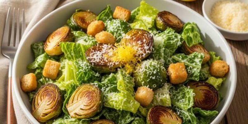 Low Sodium Roasted Brussels Sprouts Caesar Salad – A DASH Diet Win