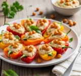 Heart-Healthy Snack: Low Sodium Stuffed Mini Bell Peppers with White Bean Dip (DASH Diet Approved Snack)