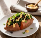 Low Sodium Stuffed Sweet Potato with Black Beans & Kale (DASH Diet Friendly!)