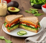 Low Sodium Veggie Sandwich with Hummus & Avocado (Perfect for the DASH Diet)