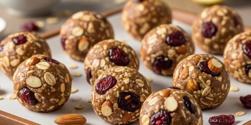 No-Bake Cranberry-Almond Snack Bites – Low Sodium & DASH Approved